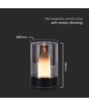 2W LED oplaadbare tafellamp, bewegingsdimmer - Zwart/rookglas, 3000K, 360 graden, elegant design