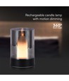 2W LED oplaadbare tafellamp, bewegingsdimmer - Zwart/rookglas, 3000K, 360 graden, elegant design