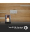 2W LED oplaadbare tafellamp, bewegingsdimmer - Zwart/rookglas, 3000K, 360 graden, elegant design