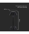 1W oplaadbare LED tafellamp, 3-in-1 CCT - 5V, 1800mAh, zwart, Ø9,5 x 22,5 cm