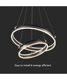 50W LED designer hanglamp - Double ring, koffiebruin, 5850lm, 3000K