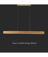 12W LED hanglamp van hout - 4000K, 80cm, incl. lichtbron