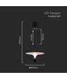 9W LED designer hanglamp - 3000K, 1000lm, wit/zwart, verstelbare hoogte, incl. lichtbron