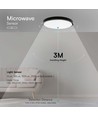 36W LED sensorlamp - Ø42cm, IP44, zwarte rand, ingebouwde microwave sensor