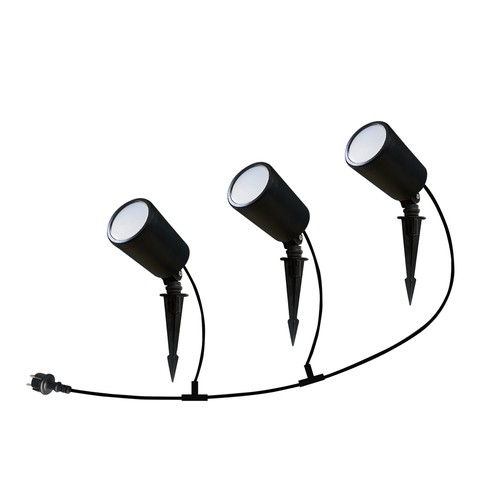 3 st. 7W Smart WiFi RGB tuinspot met spies - IP65, zwart, dimbaar, werkt met Google Home en Alexa