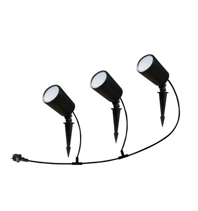 3 st. 7W Smart WiFi RGB tuinspot met spies - IP65, zwart, dimbaar, werkt met Google Home en Alexa