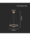 45W LED pendel, Ø60cm, geborsteld goud - 5500lm, 4000K, designer hanglamp, IP20