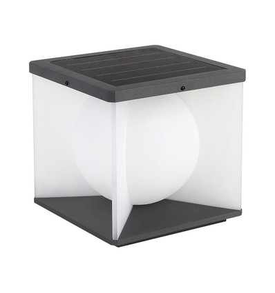 3W LED solar tuinlamp, Cube - IP65, 3000K, warm wit, zwart/wit, 20,5 x 20,5 cm