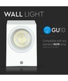 GU10 wandlamp, vierkant - Wit, IP44 buiten, 1-weg licht, zonder lichtbron