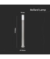 110 cm Bolderlamp, E27 - roestvrij staal, satijn nikkel, IP44