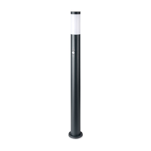 110cm E27 tuinlamp met sensor - IP44, roestvrij staal, antraciet, PIR sensor, zonder lichtbron