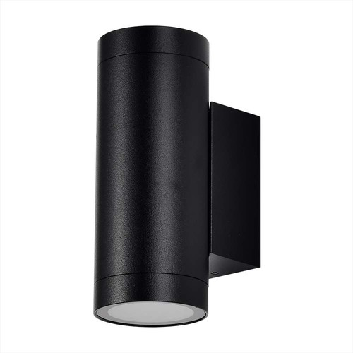 Zwarte Up/Down Wandlamp GU10 - Rond, Aluminium, IP54 buiten & binnen