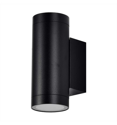 GU10 wandlamp met up/down licht - IP54 buiten, zwart, rond, aluminium, zonder lichtbron