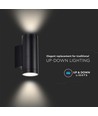 GU10 wandlamp met up/down licht - IP54 buiten, zwart, rond, aluminium, zonder lichtbron