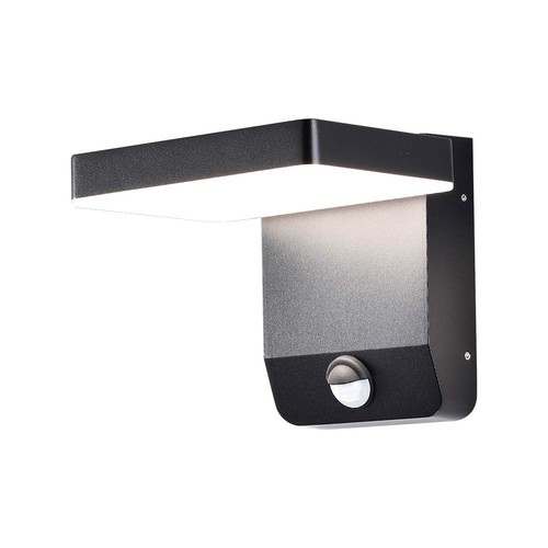 17W LED wandlamp met PIR sensor, vierkant - IP65, 2580lm, zwart, 4000K, incl. lichtbron