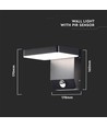 17W LED wandlamp met PIR sensor, vierkant - IP65, 2580lm, zwart, 4000K, incl. lichtbron