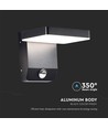 17W LED wandlamp met PIR sensor, vierkant - IP65, 2580lm, zwart, 4000K, incl. lichtbron
