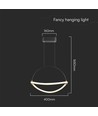 12W LED hanglamp - Ø40cm, zwart, 1,5m draad, incl. lichtbron