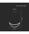 60cm 16W LED hanglamp - 1,5m draad, zwarte behuizing, 3000K, 1920lm