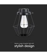 Hangende LED lantaarn op zonne-energie, 0,5W - Zwart metaal, vintage design, 2700K, IP44, 1.2V oplaadbaar, met hengsel