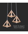 3xE27 Designer hanglamp pendelset hout - Bruin, 26x26cm, 1m snoer, zonder lichtbron
