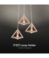 3xE27 Designer hanglamp pendelset hout - Bruin, 26x26cm, 1m snoer, zonder lichtbron