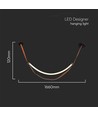 12W Designer plafondlamp - 1440lm, L166cm, metaal, bruin