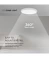 24W koepellamp - LED, Samsung-chip, 4000K, rond, wit frame, IP44
