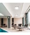 24W LED plafondlamp met Samsung chip, vierkant - 2500lm, IP44, zwarte rand, 6500K