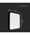 48W LED plafondlamp, 42x42cm - 4000K, IP44, zwarte rand, vierkant, 5160lm