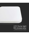 18W LED sensorlamp met Samsung chip, 4000K - Vierkant, IP44, witte rand, 295x295mm, ingebouwde microgolfsensor