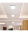 12W vierkante LED plafondlamp - 1200lm, 16,7 x 16,7 cm, 3000K, witte rand, incl. lichtbron