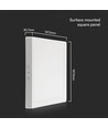12W vierkante LED plafondlamp - 1200lm, 16,7 x 16,7 cm, 3000K, witte rand, incl. lichtbron
