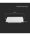12W 17cm x 17cm LED inbouwpanel - Zaagmaat: 15,5cm x 15,5cm, Afmetingen: 17cm x 17cm, Samsung LED Chip