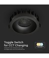 12W Ø8,6cm Anti-verblinding CCT Downlight RA90 - Zaagmaat: Ø7,5 cm, Buitenmaat: Ø8,6 cm, 3 lichtkleuren, zwart front, Honeycomb