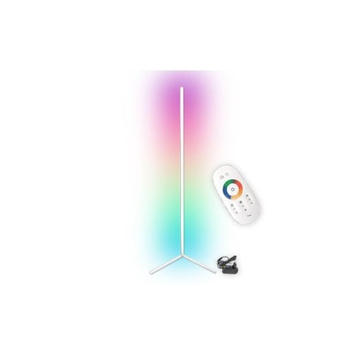 20 Watt hoeklamp met RGB-licht - Wit, 140 cm hoog, te bedienen met meegeleverde afstandsbediening