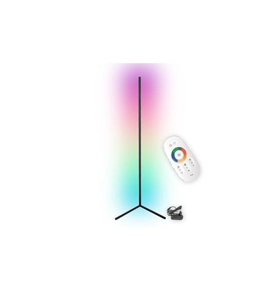 20 Watt hoeklamp met RGB-licht - Zwart, 140 cm hoog, te bedienen met meegeleverde afstandsbediening