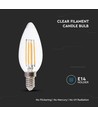 E14 6W LED kaarslamp filament - 130lm/W, helder glas, C37
