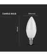 E14 6,5W LED-kaarslamp - C37, kunststof