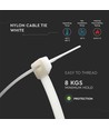 Kabelbinder 10 cm, 100 stuks - Breedte 2,5 mm wit