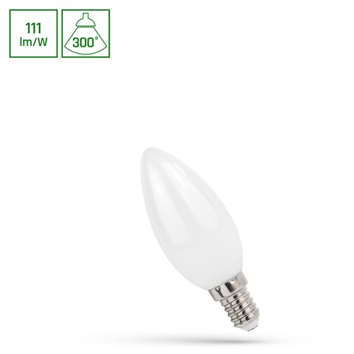 E14 5,5W LED kaarslamp - C35, filament mat glas, warm wit, 610lm