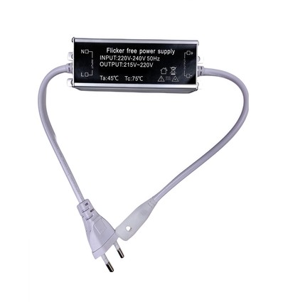 Flikkervrije stekker voor 230V LED strip Neon COB - Inclusief eindkap, flikkervrij, 230V