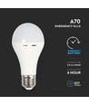 E27 9W LED lamp met noodverlichting - A70, 720lm, 4000K, 4,5 uur batterijduur
