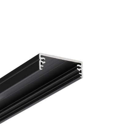1m aluminiumprofiel WIDE24 G/W - Zwart geanodiseerd, opbouw, LED profiel