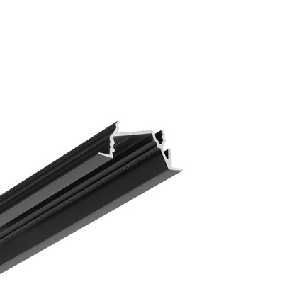 1m aluminium profiel DIAGONAL14 F/TY - Zwart geanodiseerd, ingebouwd, LED profiel