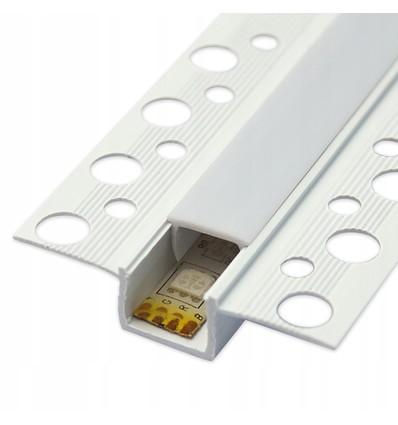 PVC profiel 50x12 voor inbouw - 2 meter, wit, inclusief melkglas cover