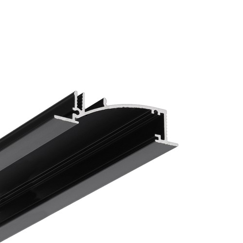 1m aluminium profiel FLAT8 H/UX - Zwart geanodiseerd, inbouw, LED profiel