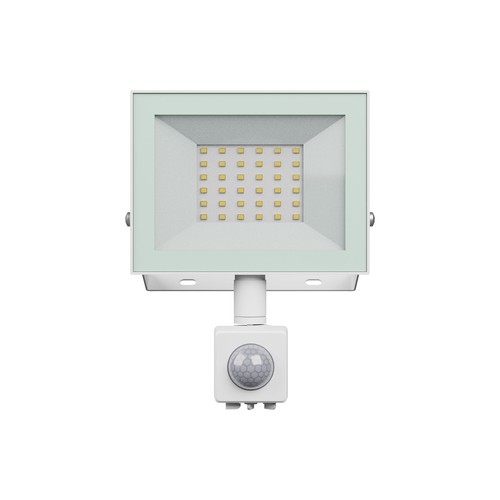 30W breedstraler met sensor - IP44, Wit, werklamp, PIR-sensor