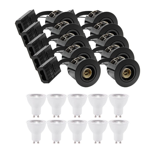 10 stuks inbouwspot Inno88 - Inclusief 6W RA97 GU10, zwart, IP44, goedgekeurd voor isolatie