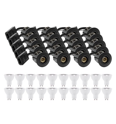 20 stuks inbouwspot Inno88 - Incl. 6W RA97 GU10, zwart, IP44, goedgekeurd voor isolatie